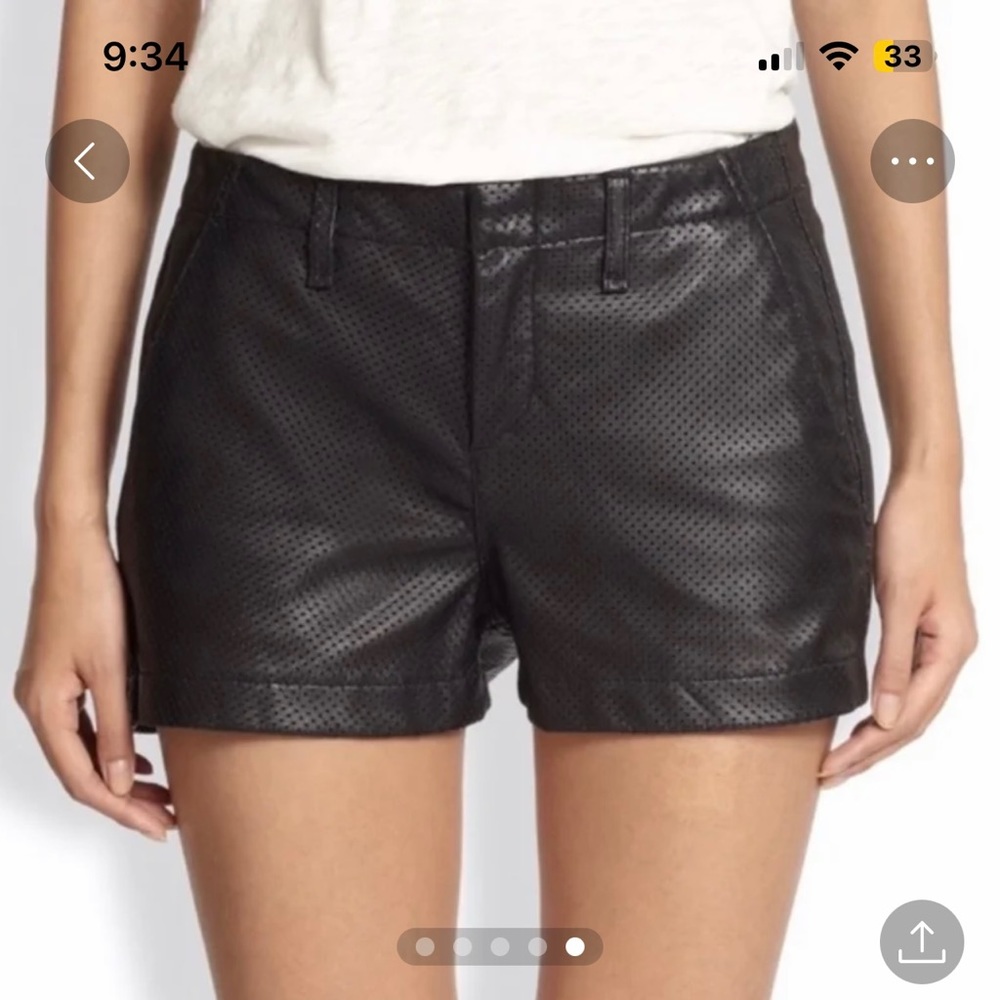 Rag and Bone Black leather shorts with pockets